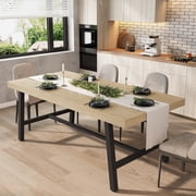 Industrial Dining Table for 6-8 People, 70.87" Long Kitchen Table with Sturdy Metal Frame, Rectangular Counter for Dinner, Kitchen, Dining Room Wood, 71" Non-extendable
