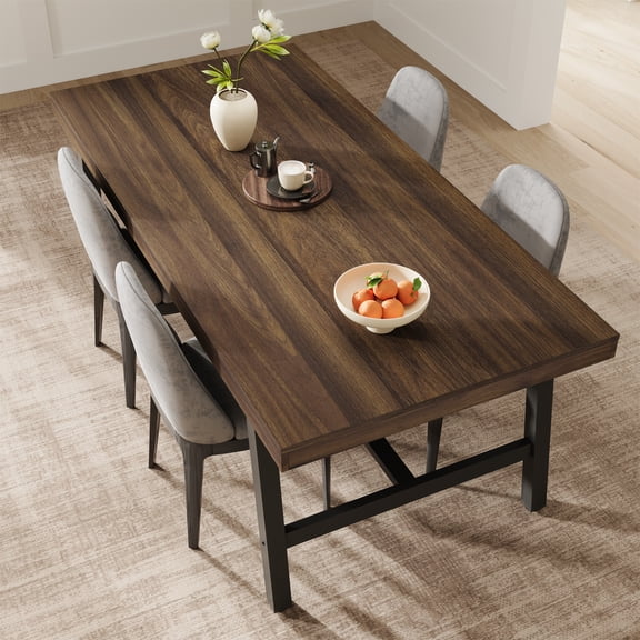 Industrial Dining Table for 6-8 People,70.87" Long Large Kitchen Table with Sturdy Metal Frame, Easy Assembly for Dining Room Living Room Office Patio, Easy-Clean Surface