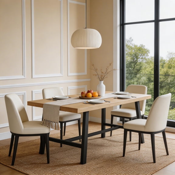 Industrial Dining Table for 6-8 People, 70.87" Long Wooden Kitchen Table with Sturdy Metal Frame & Black Finish, Seats 6 Rectangular Counter for Dinner, Kitchen, Dining Room