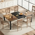 thumbnail image 1 of Industrial Dining Table for 6-8 People, 78.7" Long Rectangle Kitchen Table, Sturdy Wood Dining Room Table with Metal Legs, Perfect for Family Dinners or Meetings, Black (Table Only), 1 of 8