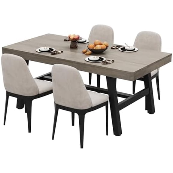 Industrial Dining Tables, 70.87 Inches Kitchen Furniture for 6-8 People Eating Dinner, Rectangle Dinette Table with Metal Legs for Home, Living Rooms, Apartment, Grey$$Furniture