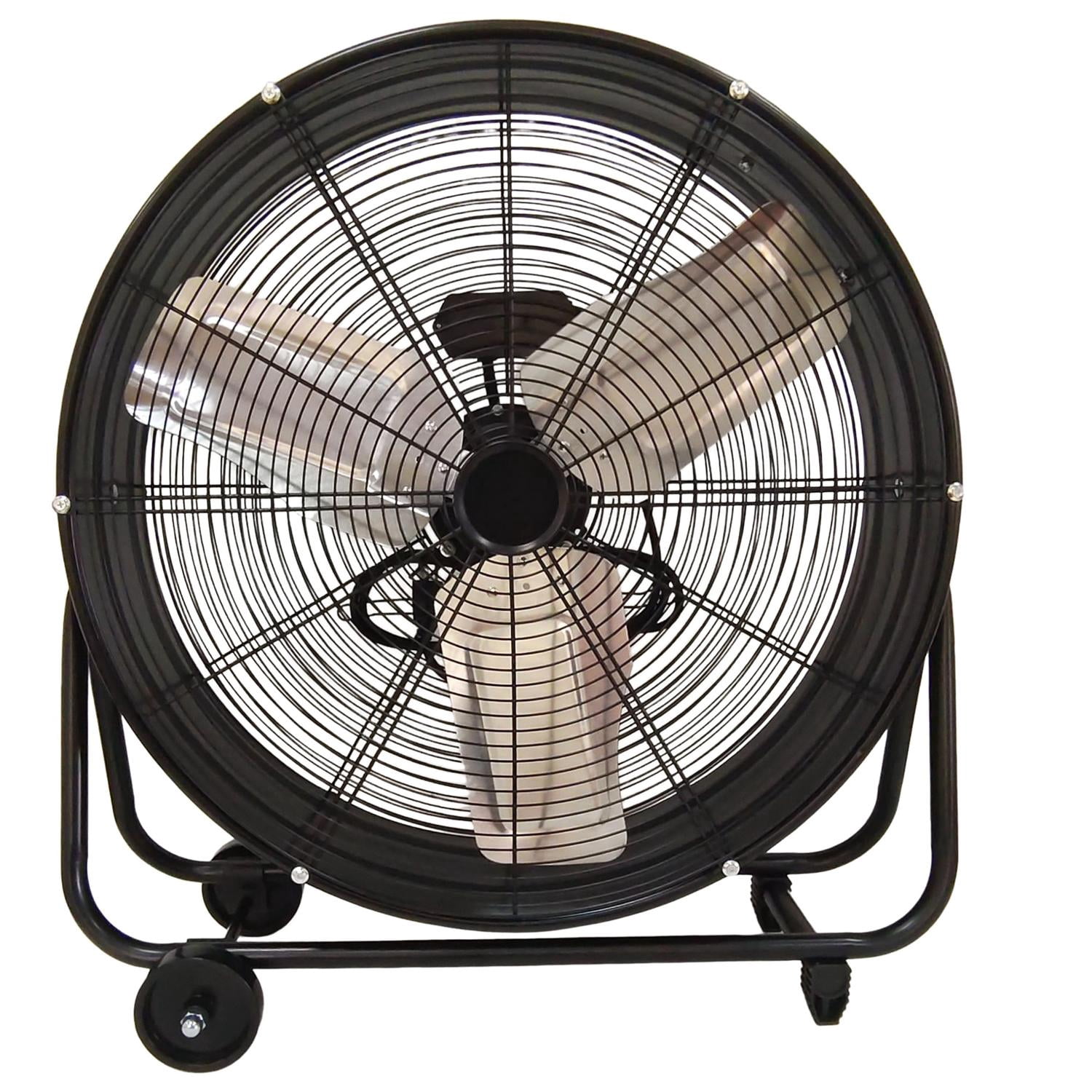Industrial Drum Fan 24 Inch, Heavy Duty High Velocity Shop Fan with 2 Speed Settings, Pure Copper Motor for Warehouse, Workshop, Garage, Factory, Black