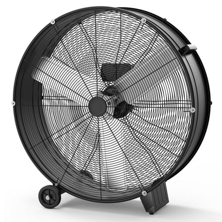 Industrial Drum Fan,30 Inch Heavy-Duty Industrial Fan,Drum Fan,330W High Velocity Floor Fan,3 Speed Fan with Casters Handle,Powerful Motor Air Circulator for Warehouse,Factory,Garage,Patio,Basement