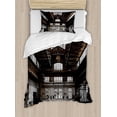 thumbnail image 1 of Industrial Duvet Cover Set, Inside a Hangar Old Architecture Construction Urban Life Timeworn Windows, Decorative 2 Piece Bedding Set with 1 Pillow Shams, Twin Size, Brown White Grey, by Ambesonne, 1 of 3
