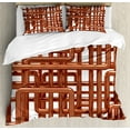 thumbnail image 1 of Industrial Duvet Cover Set, Knot Complex Design with Entangled Lines Hardware Industry Art, Decorative 3 Piece Bedding Set with 2 Pillow Shams, Queen Size, Umber White, by Ambesonne, 1 of 3