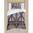 thumbnail image 1 of Industrial Duvet Cover Set, Zinc Style WoodenDoor Image Street Construction Window Covered Plank Print, Decorative 2 Piece Bedding Set with 1 Pillow Shams, Twin Size, Brown and Grey, by Ambesonne, 1 of 3