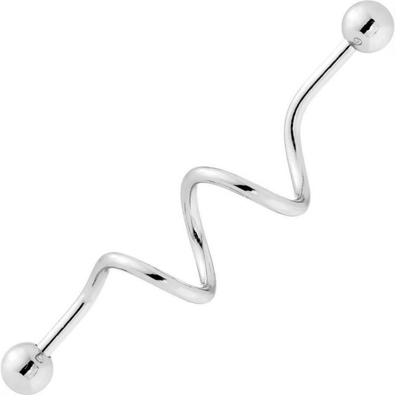 Industrial Ear Body Jewelry Barbell Wave Spring Surgical Steel 14g 1.5" (38mm)