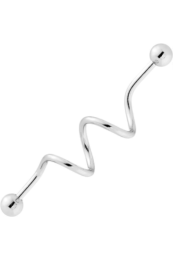 Industrial Ear Body Jewelry Barbell Wave Spring Surgical Steel 14g 1.5" (38mm)