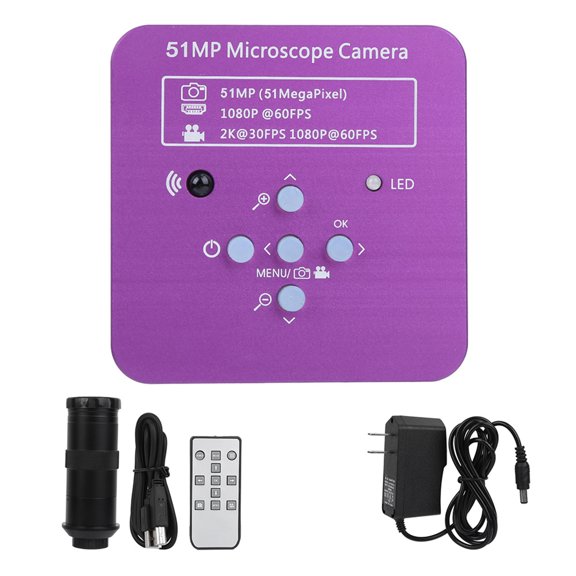 Industrial Electronic Digital Video Microscope Camera with C Mount Lens 130X Optical Zoom High Definition CMOS Sensor for Lab PCB Soldering Repair 2K HD 1080P Video Resolution (2-7.9 inches FOV)