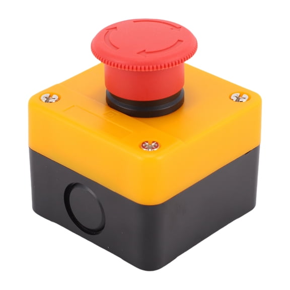 Industrial Emergency Stop Push Button Switch Station 1NO 1NC 10A Red Sign Mushroom Head with Waterproof Box 10 inches / 25.4 cm