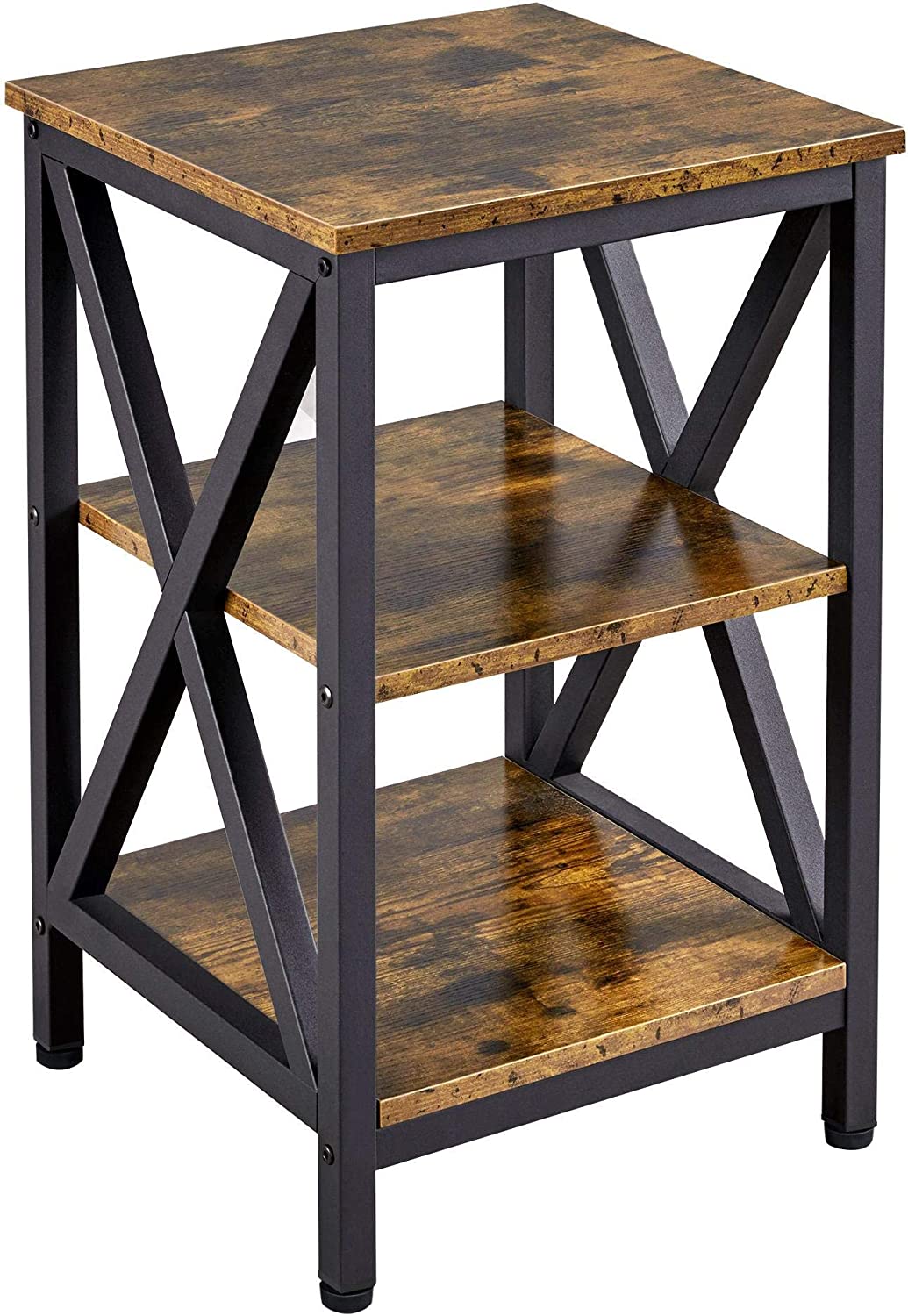 Industrial End Tables Set of 2, 3Tier Side Tables with Storage Shelves