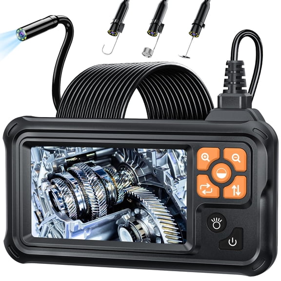 Industrial Endoscope Borescope Camera with Light, 4.3'' HD Digital Handheld Waterproof Sewer Tools Snake Inspection 8 LED Lights 32.8FT Semi-Rigid Cable, Cool Gift Gadgets for Men