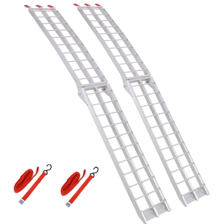 Industrial Equipment 7.5FT Aluminum Loading Ramps, 1500 Lbs Capacity per pair, With safety straps, Motorcycle Ramp, ATV Truck Ramps, Tailgate Ramps, Four Wheeler Ramps for Trucks, Lawn Mower, UTV, 1
