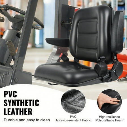 Industrial Equipment Seat Adjustable Forklift Seat W/ Armrests, Safety Belt & Slide Rail for UTV/ATV