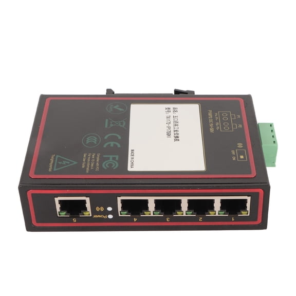 Industrial Ethernet Switch 5 Port 100Mbps Unmanaged Network Rail Mount Splitter 5V-58V High Speed Transfer