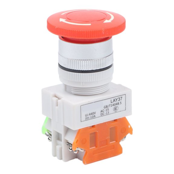Industrial Exigent Stop Push Button Switch LAY3711ZS 1NO 1NC DPST Self Locking Type With Mushroom Cap For Automation Controls And Contactors