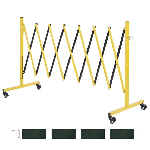 Industrial Expandable Barricade 12FT Safety Barrier Flexible Mobile Barricade with Locking Casters Portable Folding Security Gate Traffic Fence for Driveway Warehouse Elevator