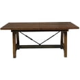 Metal Rivet Table Industrial Expandable Dining Table with Leaf, Rustic Brown Acacia Wood ...