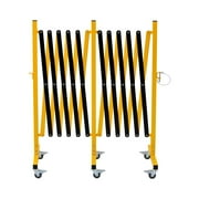 Industrial Expandable Metal Barricade, 16 Feet, Easily Assembled Safety Barrier with Casters, Flexible Mobile Barrier Gate