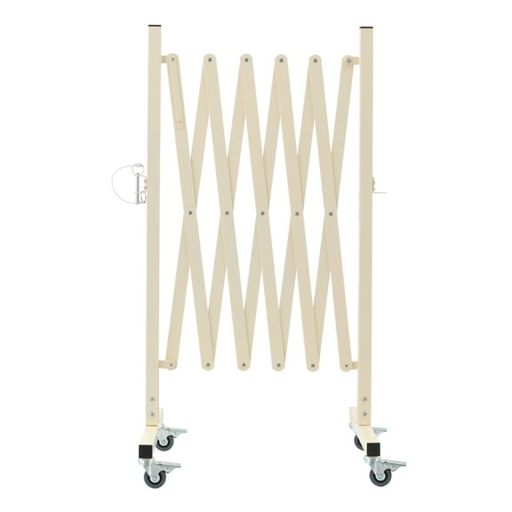Industrial Expandable Metal Barricade, 8 Feet, Milkyellow, Portable Safety Barrier with Casters, Flexible Fence Mobile Barrier Gate