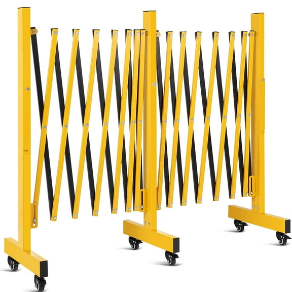 Industrial Expandable Metal Barricade, Easily Assembled Safety Barrier with Casters, Flexible Mobile Gate, Adjustable Traffic Fence,Retractable Driveway Gate for Traffic Control,Outdoor Fence for Road