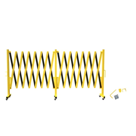 Industrial Expandable Metal Barricade Mobile Safety Barrier Gate Retractable Traffic Fence Folding Security Barrier For Construction Area Crowd Control Yellow And Black