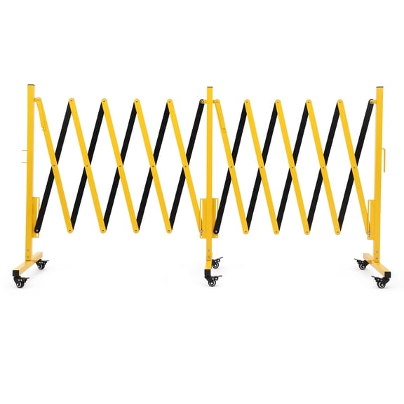 Industrial Expandable Metalbarri-cade 11/16FT Mobile Safety Barrier Gate, Retractable Traffic Fence, Easily Assembled Safety Barrier Gate with Casters