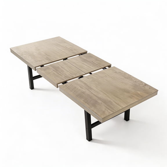 63"-83" Extendable Industrial Dining Table - Seats 6-8 - Expandable Rectangular Kitchen Table with Metal Frame for Parties-Gray