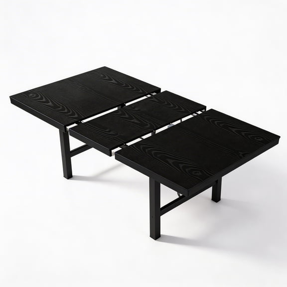 63"-83" Extendable Industrial Dining Table - Seats 6-8 - Expandable Rectangular Kitchen Table with Metal Frame for Parties-Black