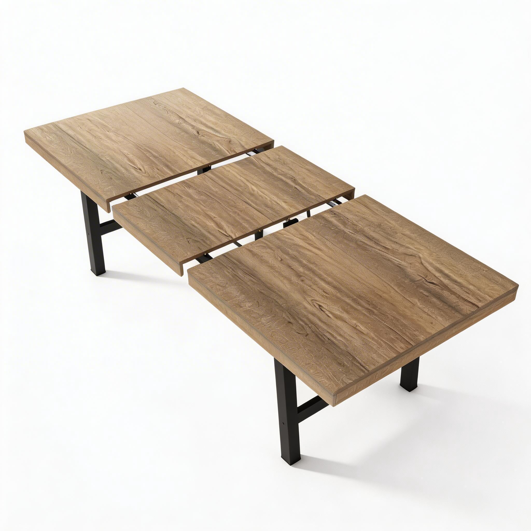 63"-83" Extendable Industrial Dining Table - Seats 6-8 - Expandable Rectangular Kitchen Table with Metal Frame for Parties-Rustic Pear
