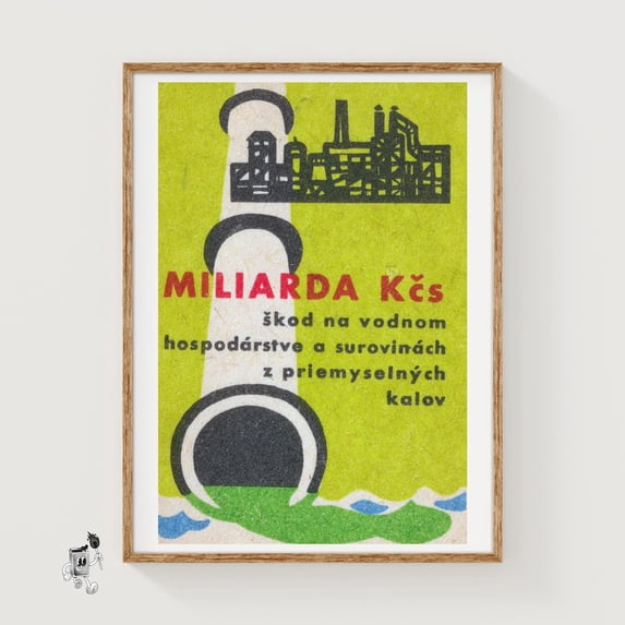 Industrial Factory Matchbox Wall Art Print, Czechoslovakian Vintage ...