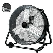Industrial Fan 24 Inch Heavy Duty Drum 3 Speed 8100 CFM Air Circulation High Velocity Fan For Warehouse, Workshop, Factory, Commercial, Residential and Greenhouse Black