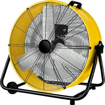 Industrial Fan 24 Inch Heavy Duty Drum 3 Speed 8100 CFM Air Circulation High Velocity Fan For Warehouse, Workshop, Factory, Commercial, Residential and Greenhouse Yellow