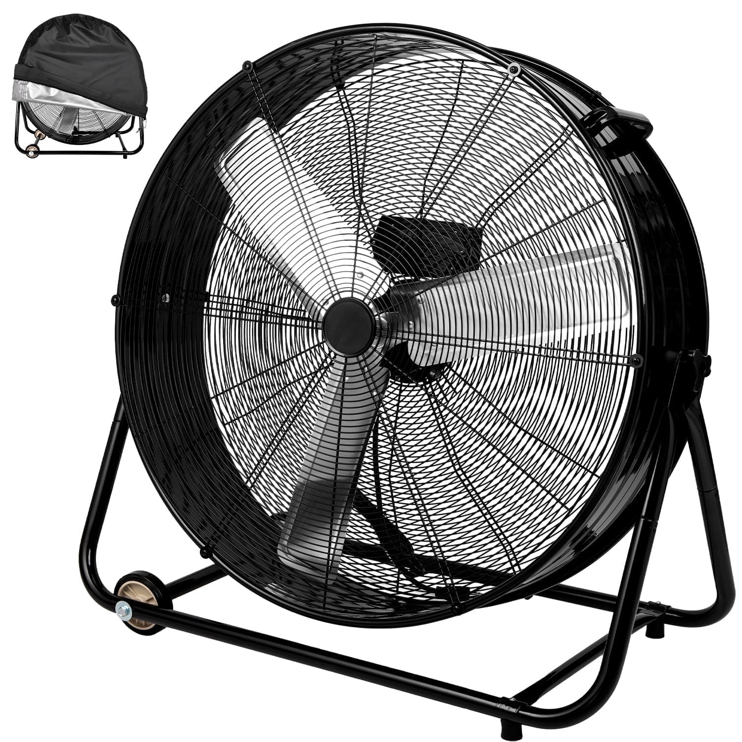 Industrial Fan 30 Inch Heavy Duty Drum 3 Speed 11000 CFM Air Circulation High Velocity Fan For Warehouse, Workshop, Factory, Commercial, Residential and Greenhouse Black