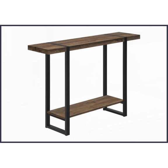 Industrial-Farmhouse Coffee Table with Fixed Shelf  Space-Saving Storage for Living Room, Stable Metal Legs