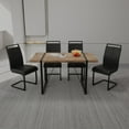 thumbnail image 1 of Industrial Farmhouse Dining Table Set with 4 Ergonomic High-Back PU Chairs, Rectangular MDF Tabletop & Black Metal Legs, Modern Kitchen Dining Furniture, Quick Assembly, 1 of 9
