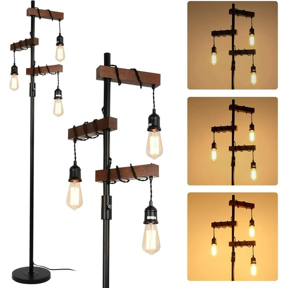 Industrial Farmhouse Lamp - 68 Inch Black Metal, Living Room