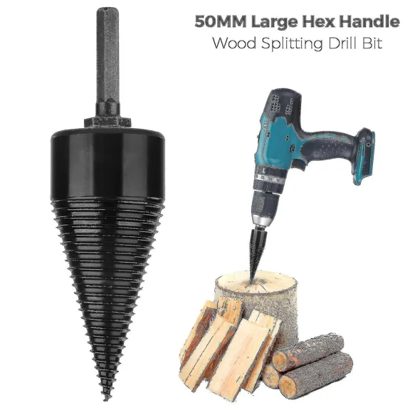 Industrial Firewood Drill Bit Wood Cone Hex Shank Wood Log Splitter Screw Splitting 32mm Clearance Sale g