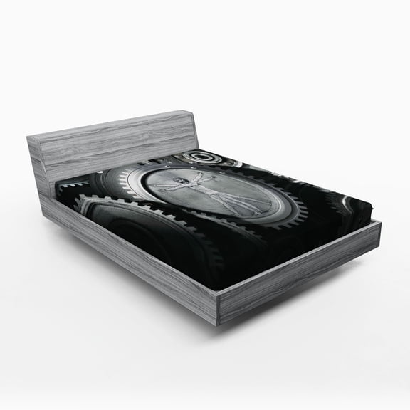 Ambesonne Grey Fitted Sheet, Medieval Old Human Body, Full Size, Grey