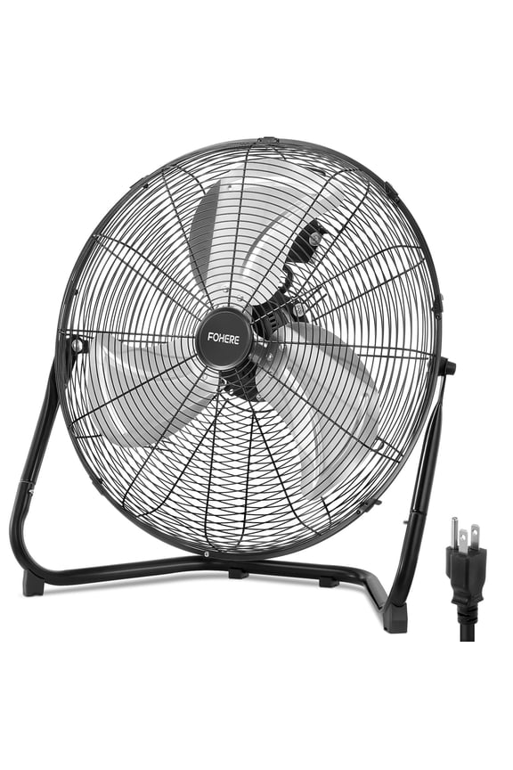 20" High Velocity Floor Fan, Heavy Duty Metal Cooling Fans with 3 Speeds, 360° Tilt Head, Etl Safety Listed, for Industrial, Commercial Space, Garage, Gym, Warehouse, Shop