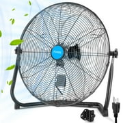 FOHERE 20" High Velocity Floor Fan, 3 Speeds, 360° Tilt Head, Heavy Duty Metal Fan for Industrial Commercial Warehouse Space Garage Gym Workshop Shop Factory Basement, Black