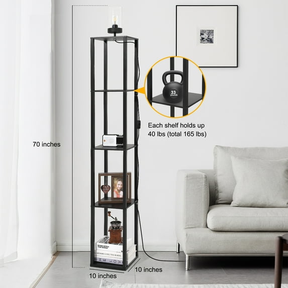 Industrial Floor Lamp, Dimmable Modern Standing Lamp with Clear Glass Shade, Gold Tall Lamp with Remote & Foot Control, LED Bright Corner Lamp with 6W Bulb for Living Room Bedroom Office
