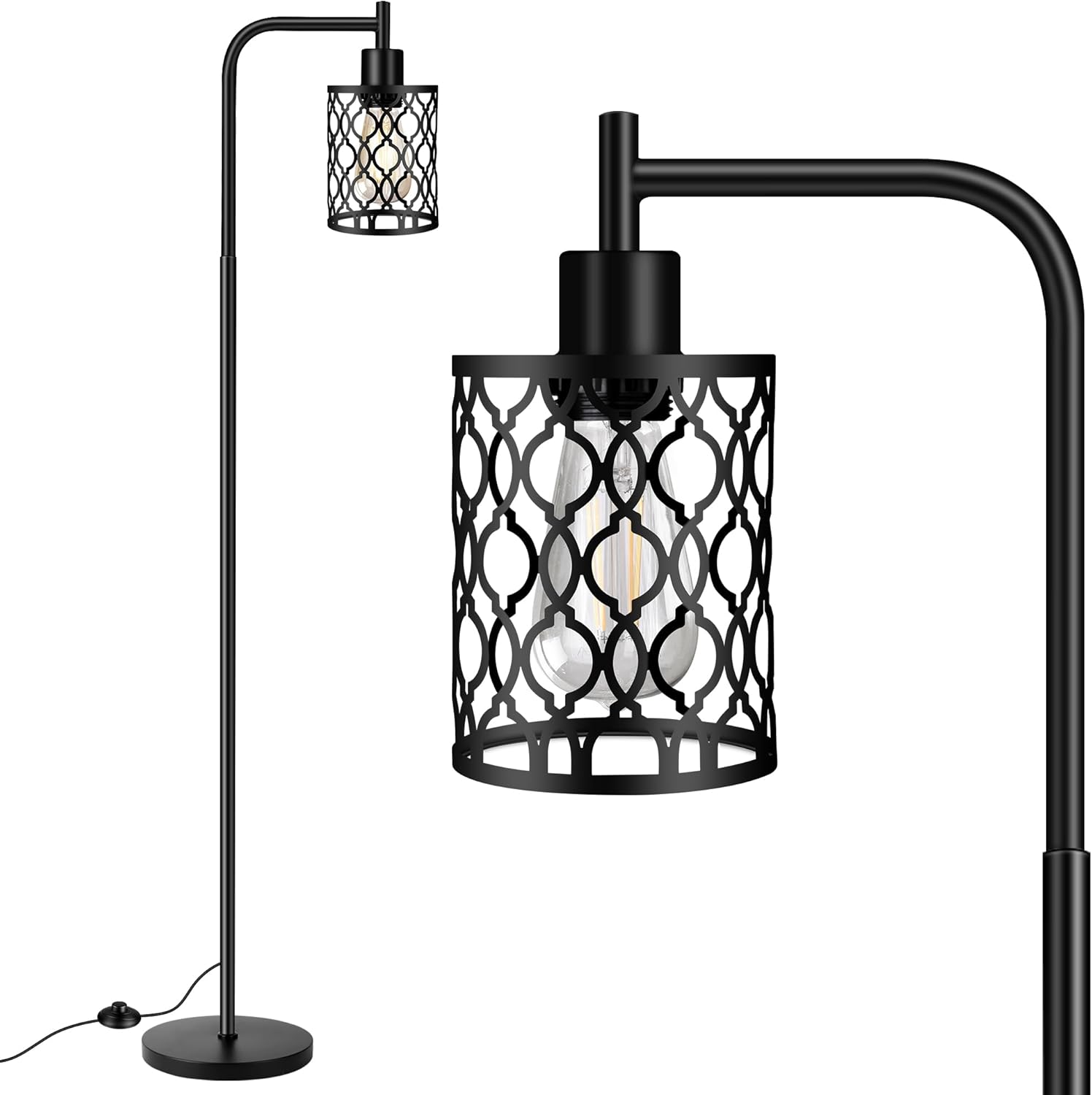Industrial Floor Lamp with Metal Shade, Black Farmhouse Floor Lamp ...