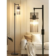 Industrial Floor Lamps for Living Room, Dimmable Floor Lamp Modern Standing Lamps with Glass Lampshade, Rotary Switch, LED Bulbs, Tall Lamps for Bedroom, Office 1 Lampshade