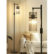 Industrial Floor Lamps for Living Room, Dimmable Floor Lamp Modern Standing Lamps with Glass Lampshade, Rotary Switch, LED Bulbs, Tall Lamps for Bedroom, Office (1 Lampshade