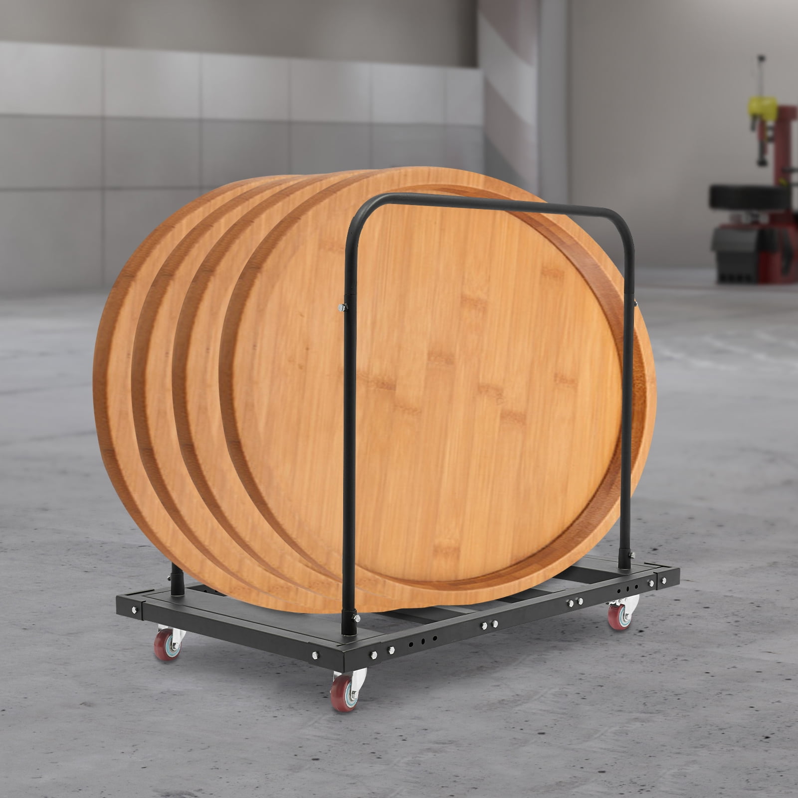Industrial Folding Table Dolly, 120kg Capacity, Expandable 3.35-9.09in Beams, 2 Tubular Handles, Ideal for Construction Sites, Warehouses, Storage