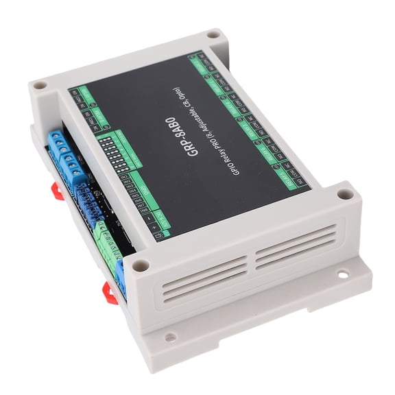 Industrial GPIO Relay Module with Optocoupler Isolation - ABS DIN Rail Enclosure, High/Low Trigger, 10A NO/5A NC Switching, Overcurrent Protection