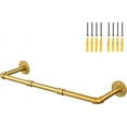 thumbnail image 1 of Industrial Gold Pipe Clothing Rack, Wall Ceiling Mounted Clothes Garment Rack 30'', Iron Golden Pipe Clothes Hanging Bar, Heavy Duty Metal Rod for Retail Display Closet Storage, 1 of 4