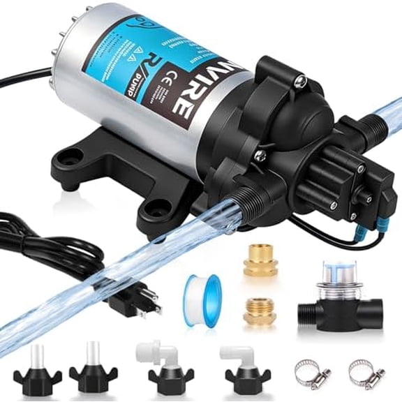 Industrial Grade 110V AC Diaphragm Water Pressure Pump, 4.0 GPM Flow & 50 PSI Rated, Self-Priming RV Marine Fresh Water Pump for Camper, Boat, Yacht, Caravan, Kitchen, Bathroom