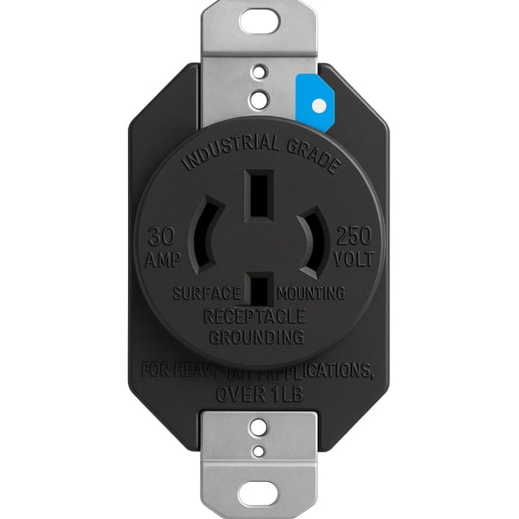 Industrial Grade 30 Amp 250 Volt Surface Mount Straight Blade Receptacle with Grounding, Heavy Duty Electrical Outlet for Commercial Use, Over 1 LB 5376P